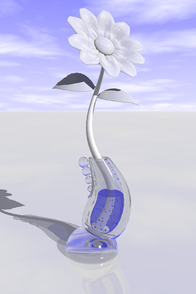 POV-Ray render image of a flower